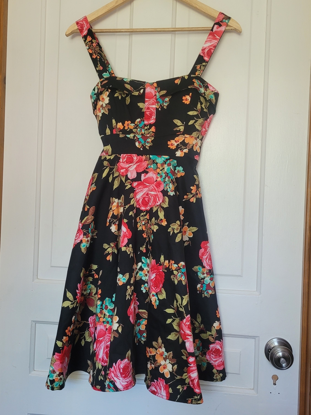 Eva Rose Made in USA Swing Dress, chic retro silhouette, stretch cotton, Size S - Picture 3 of 7